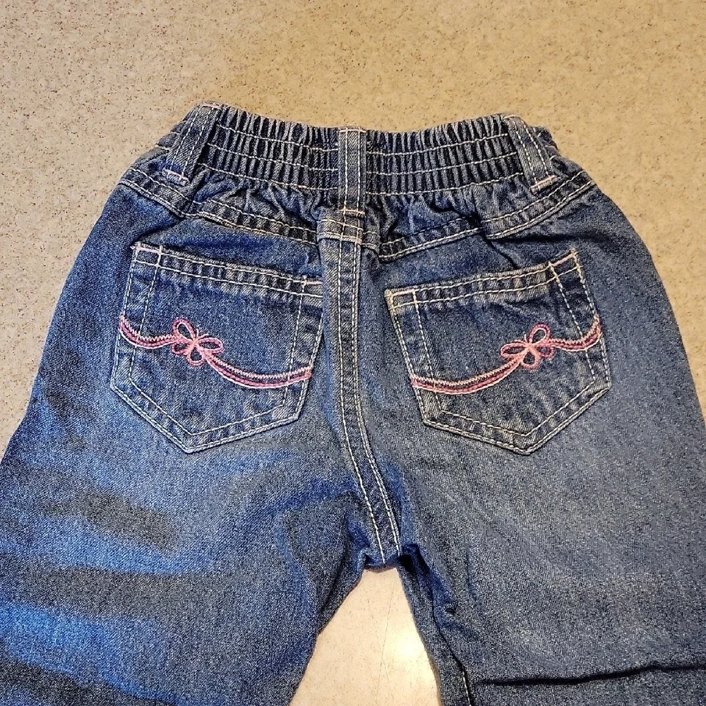 Oshkosh B'gosh Blue Straight-Leg Denim Jeans with Ruffed Hems Size 24 Months